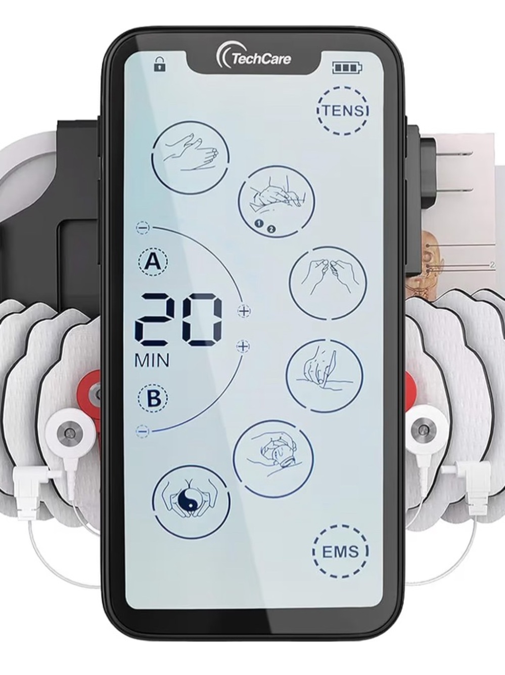 TechCare TENS/EMS Muscle Stimulator - Black and White